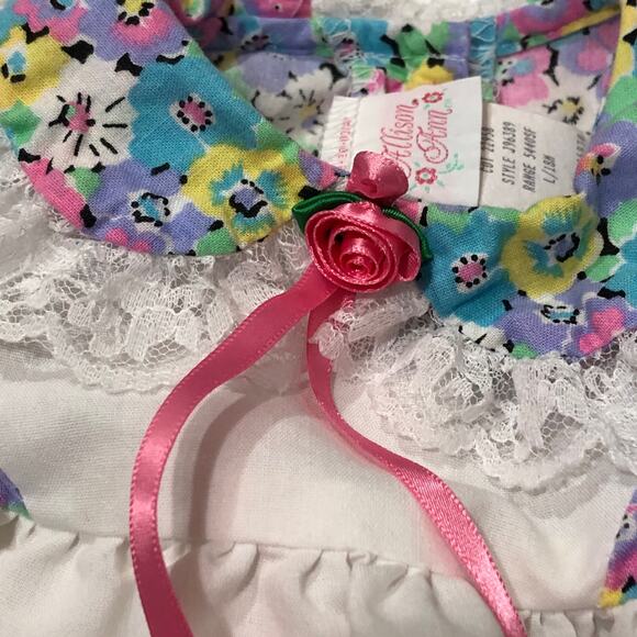 Vintage Floral Dress, Baby 18 M White Pink Purple Floral Print Lace Diaper Cover - Picture 5 of 9